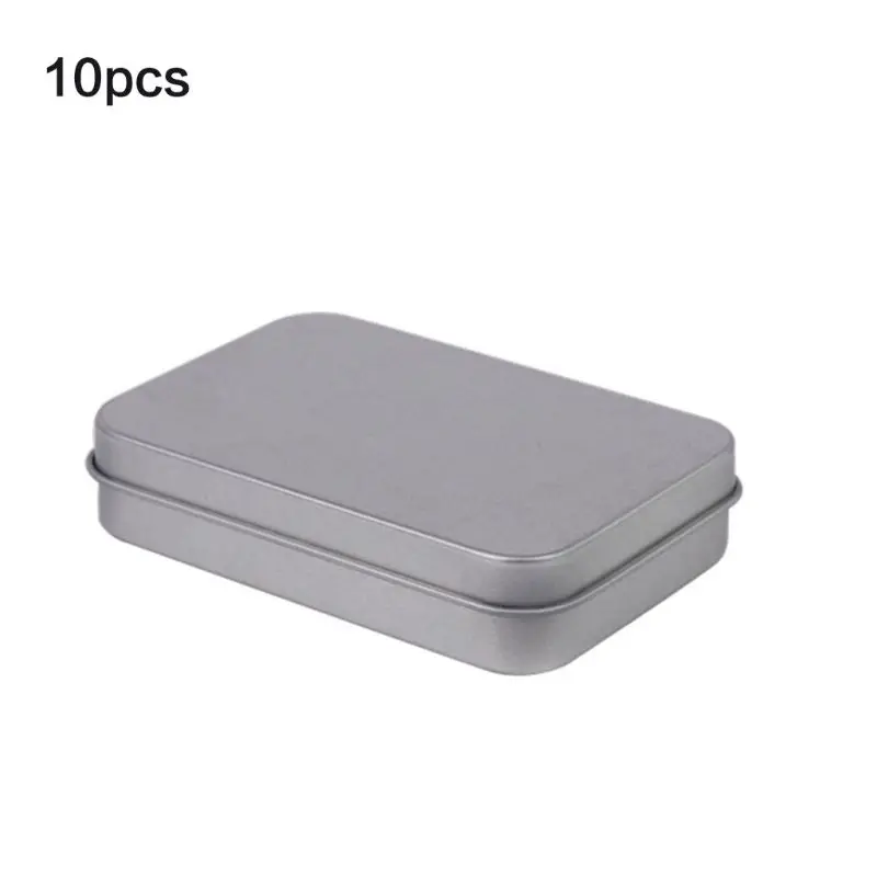 

10 Pack Metal Rectangular Empty Hinged Tins Box Containers Mini Portable Box Small Storage Kit, Home Organizer, 3.54 by 2.36 by