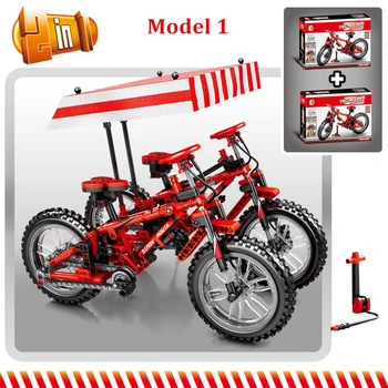 

DIY 306pcs 2in1 blocks Technic Mountain Bike Model Building Blocks technic Bicycle Bricks Toys For Kids Gifts