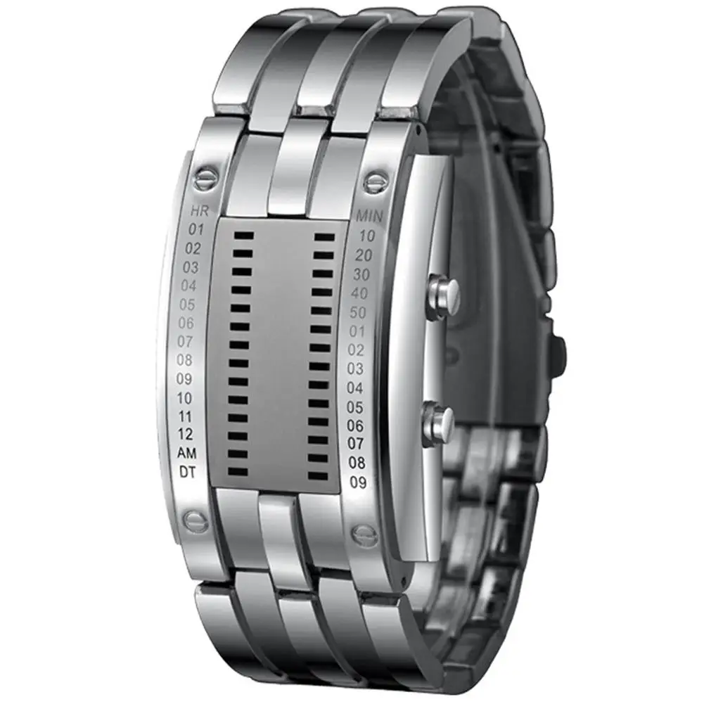 Silver L LinTimes любителей для женщин мужчин часы Chic цифровой светодиодный Светодиодный дисплей часы водостойкий парный комплект наручных часов для День святого Валентина - Цвет: Silver L