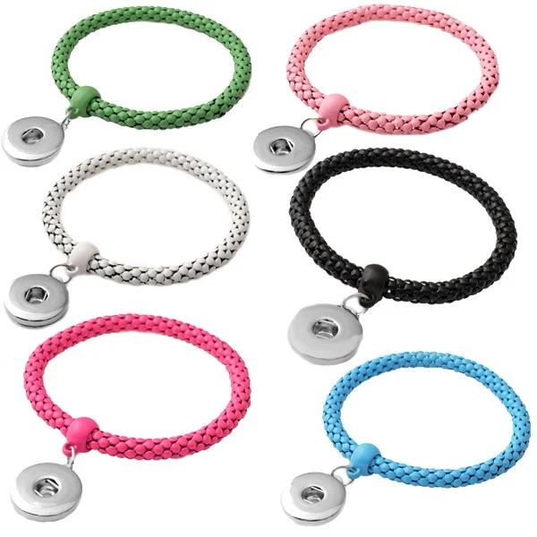 P00528 Simple Design Interchangable Elastic snap button charm Bracelet