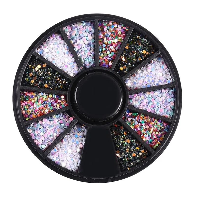 

1Box Colorful 3D Nail Art Gel Rhinestones Decoration Wheel Plastic Round Studs Design Manicure Accessories For Nails ZP282-ZP288