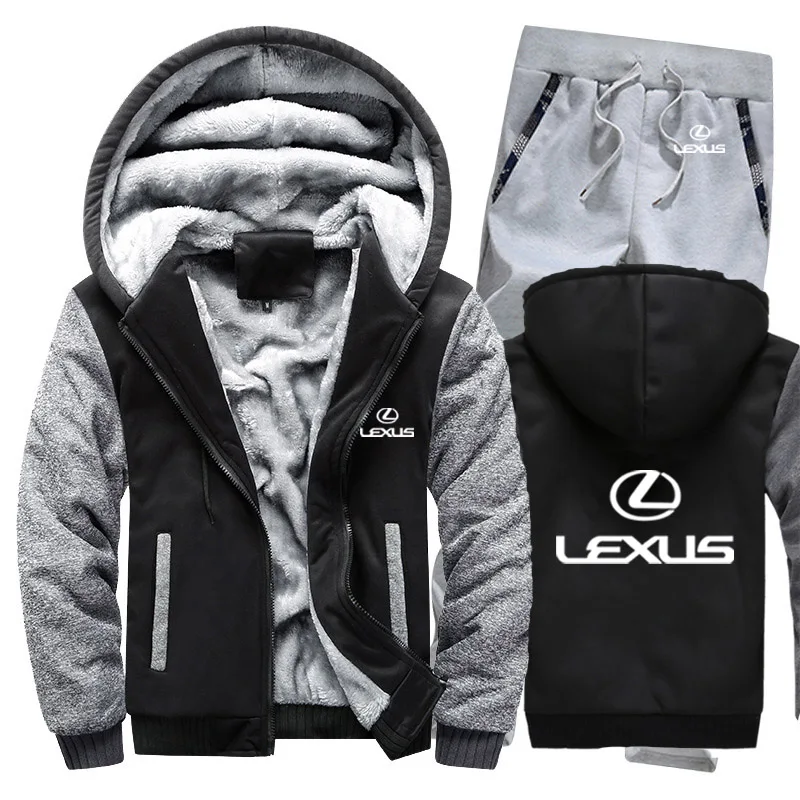 808 Hoodies Men Lexus Car Logo Mens Hoodies Suit Winter Thicken Warm Fleece cotton Zipper Tracksuit Mens Jacket+Pants 2Pcs Sets - Цвет: 808