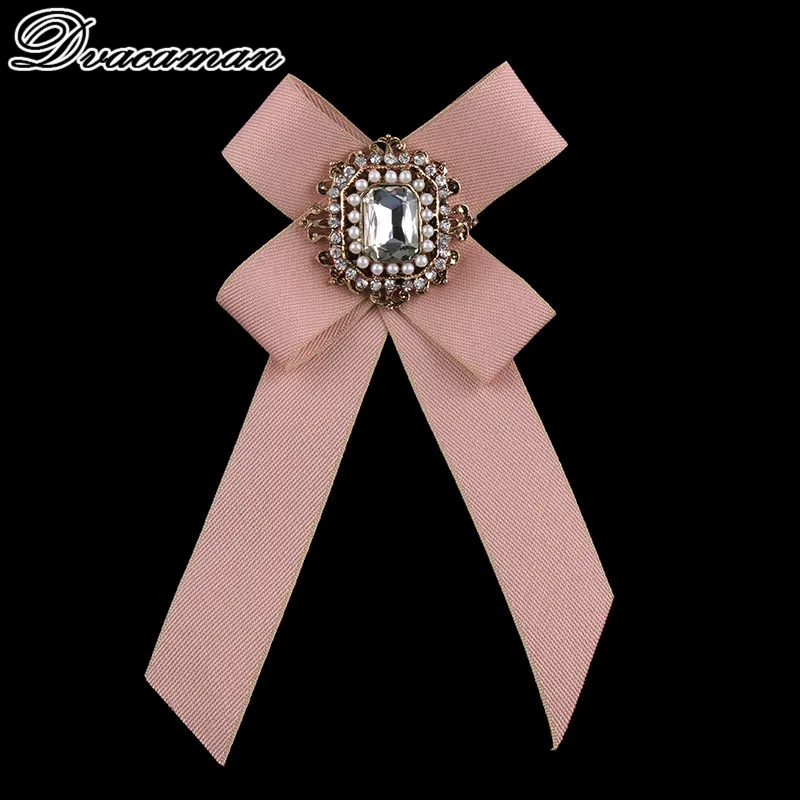 Dvacaman Classic Luxury Ribbon Bow Knot Women Brooch Corsage Tie