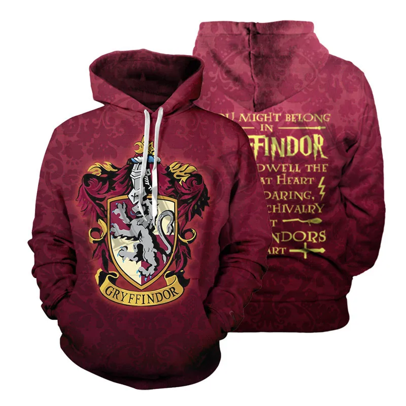 Wizardry 3D Printed Hoodie with Pocket Ravenclaw Gryffindor for Adult Unisex Sweatshirt Costume Hoodies Harri Potter Hoodie