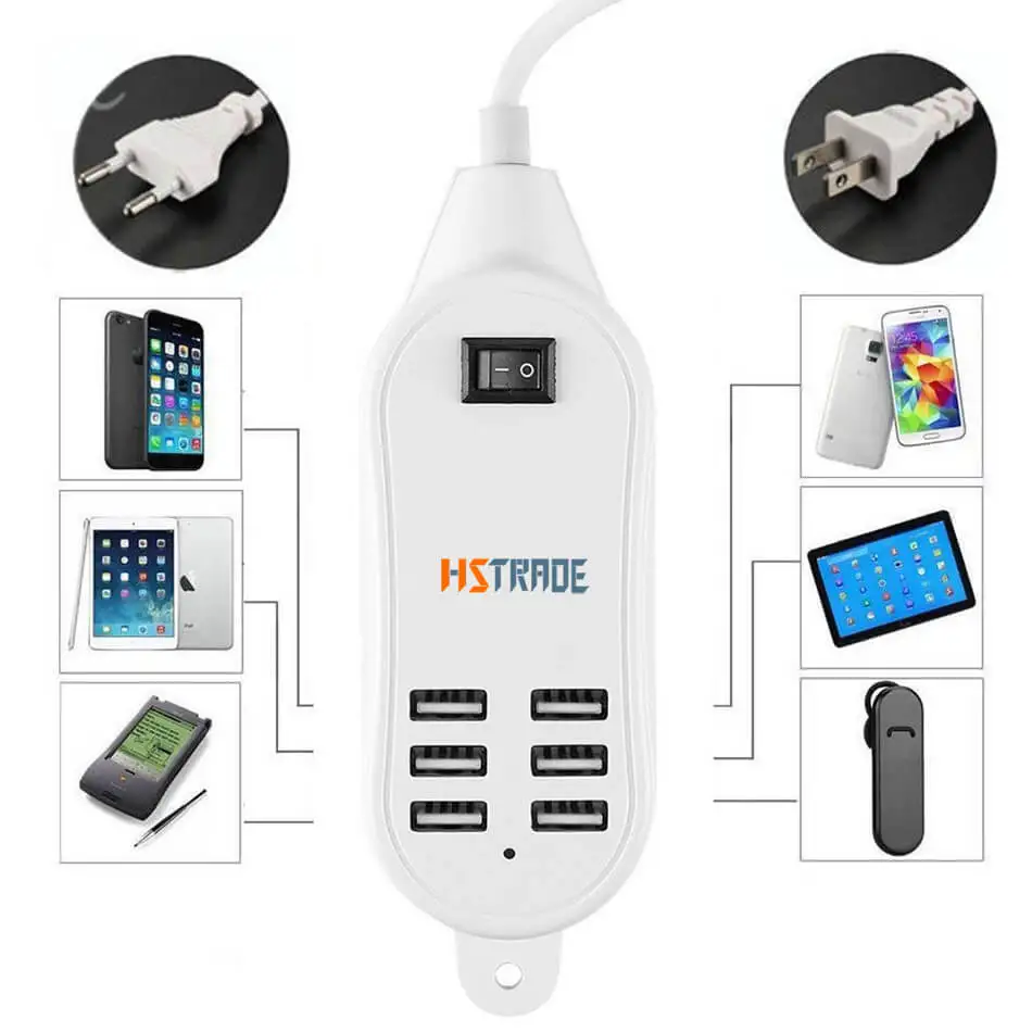 Hstrade 6 Порты USB Зарядное устройство для IPhone IPad Samsung несколько стены зарядки 5 В/3A ЕС