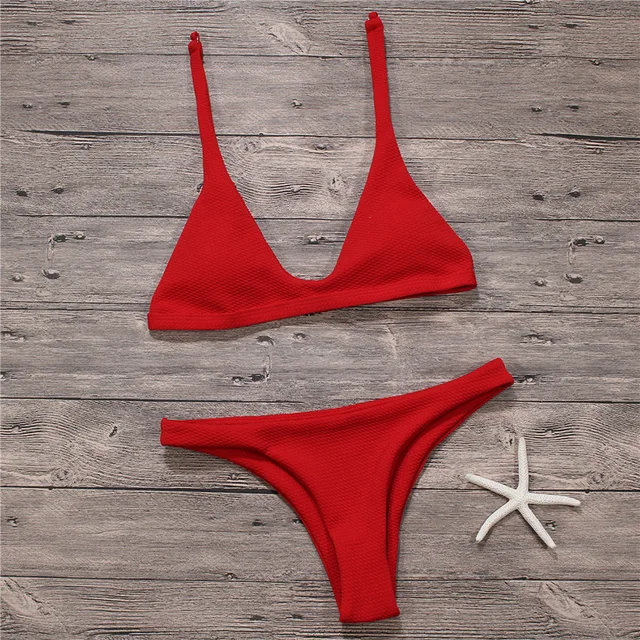 Aliexpress.com : Buy Swimwear Women Bandage Halter Bikini 2018 Solid ...