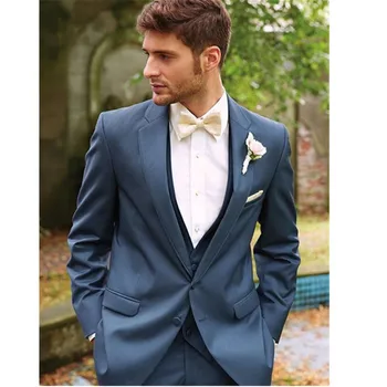 

Hot Men's Light Blue Two Button Wedding Suit Groomman Best Man Bridesgroom Suits Formal Tailcoats suits wedding groom 3 pieces