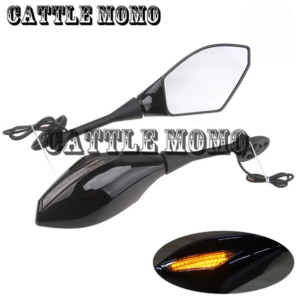 Мотоцикл боковые зеркала заднего вида для Honda CBR 600RR 2003-2012 CBR1000RR 2004 2005 2006 2007 СВЕТОДИОДНЫЙ Фонарь указателя поворота Зеркало заднего вида