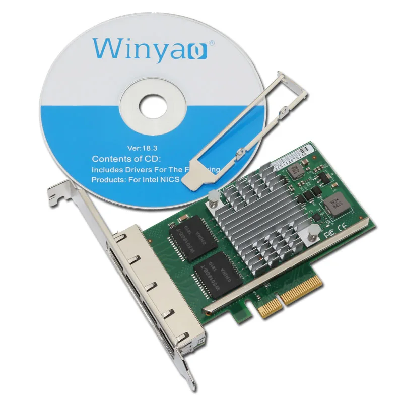 Winyao WYI350-T4V2 PCI-E X4 RJ45 Qual Порты и разъёмы сервер Gigabit Ethernet 10/100/1000 Мбит/с-Интерфейс карты для i350-T4 NIC