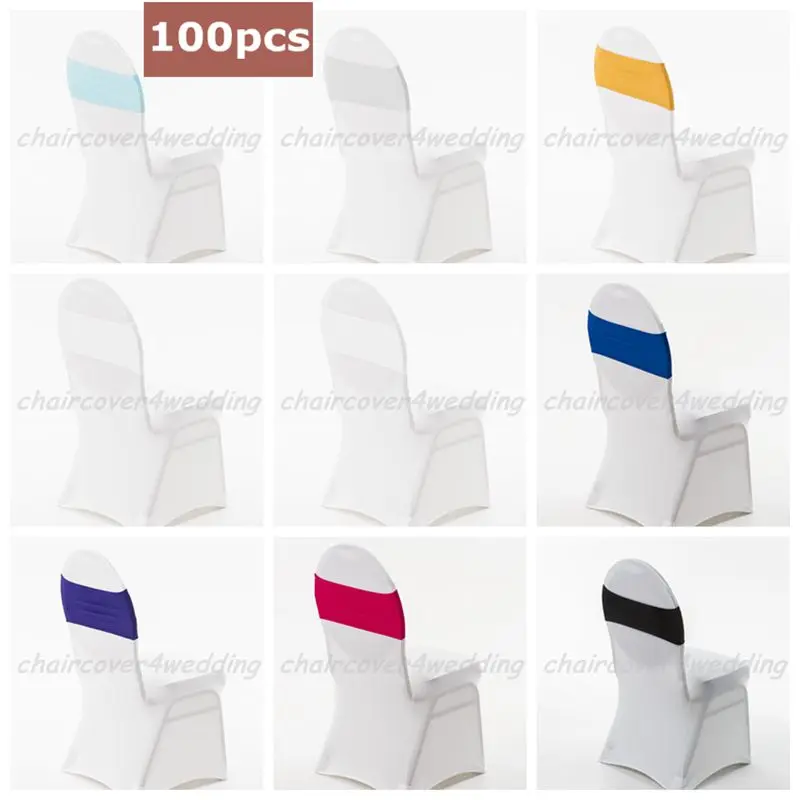 

100pcs/lot Spandex Lycra Wedding Chair Cover Sash Bands Wedding Party Birthday Chair Decoration Chair Sash