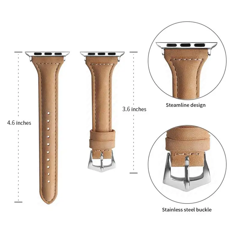 Для женщин часы Для мужчин часы из натуральной кожи женские наручные часы ремешок для Apple Watch Series 4/3/2/1 38 мм 40 мм 42 мм 44 мм - Цвет ремешка: Light Brown