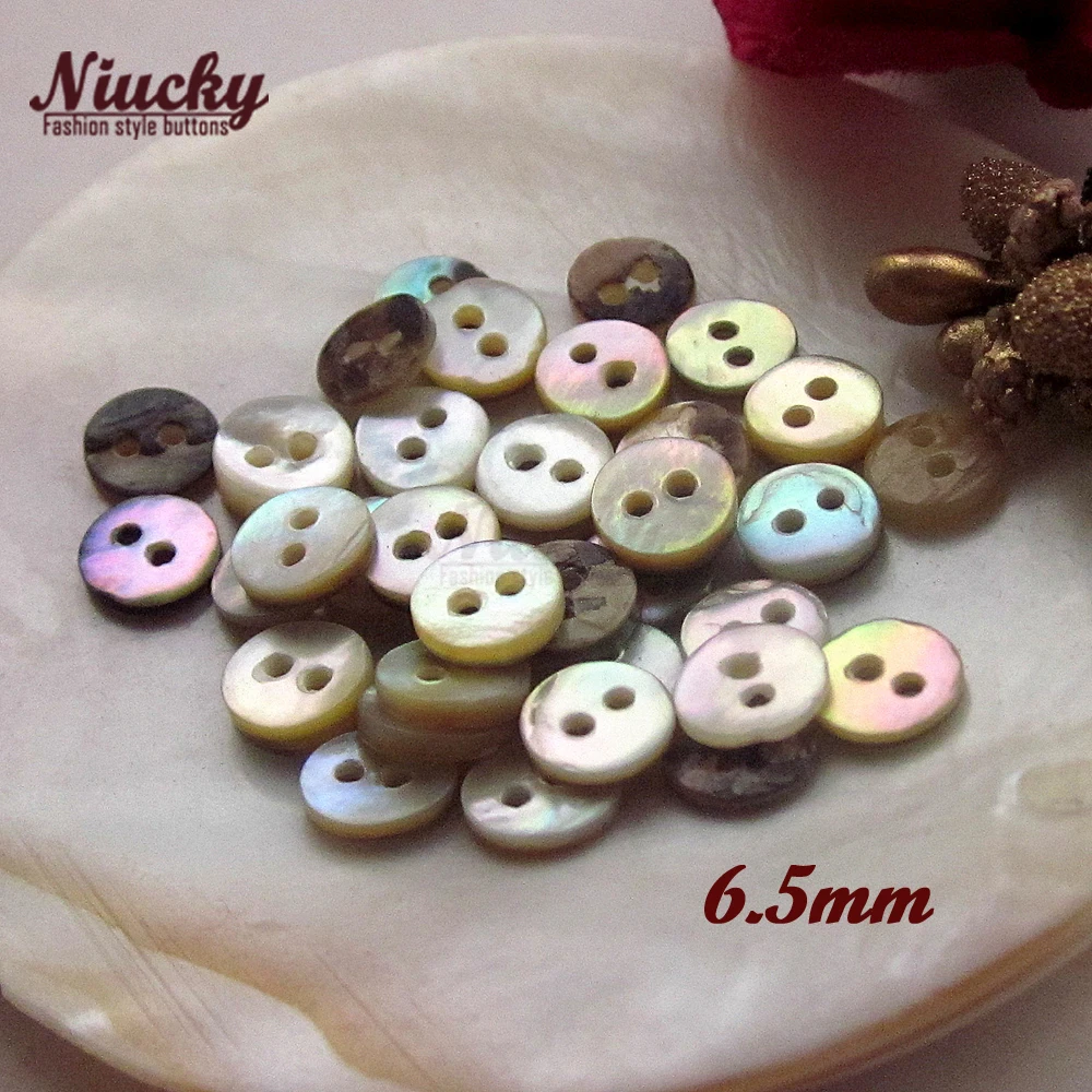 

Niucky 6.5mm / 7.8mm 2 holes high quality Mini shell buttons natural T2 Class Akoya pearl shell buttons for sewing S0101-051#6-8