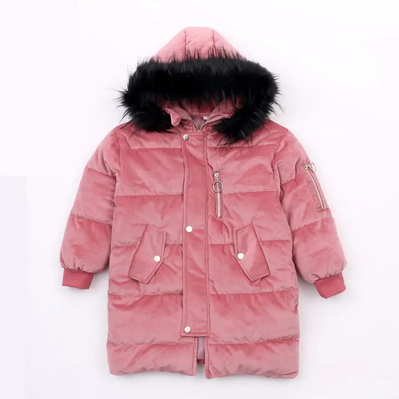Girls Winter Coat Velour Parkas Wadded Jacket 2018 New Fashion Big Fur Collar Cotton Jackets Outerwear 120-160 High Quality Girls Winter Coat Velour Parkas Wadded Jacket 2018 New Fashion Big Fur Collar Cotton Jackets Outerwear 120-160 High Quality