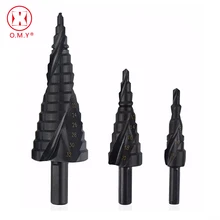 3 PCS HSS Titanium Nitride Coated Cone Spiral Step Drill Bit Set Metal Hole Cutter Power Tools kit, Metric 4-12/20/32mm
