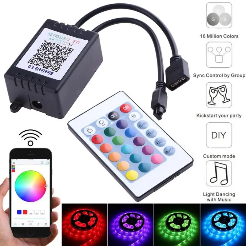 

Mini 24-Key Bluetooth LED IR RGB Controler Waterproof Remote Control Led Controller For christmas LED Strip