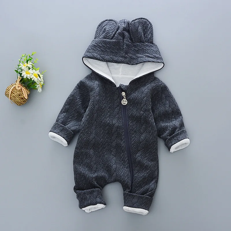 Baby Rompers winter Cute Rabbit Hooded Long Sleeve toddler Jumpsuits Baby boy girl clothes Cotton infant Newborn warm
