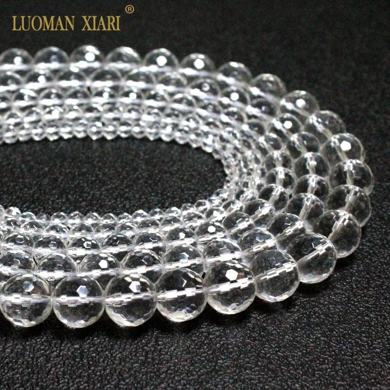 Natural Stone Faceted White Clear Quartz Round Loose Crystals Glass Beads  For Jewelry Making Diy Bracelet Necklace 4/6/8/10/12MM - AliExpress