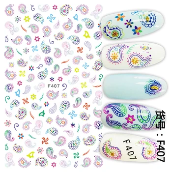 

1pcs 3D Super Thin Nail Stickers Tips Nail Art Adhesive Decals Bohemia Decor Manicure Tool Decoration Nail Wraps F407