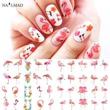 6 шт розовые Фламинго Водные Наклейки для ногтей Osprey перо Водные Наклейки для ногтей переводная наклейка горка