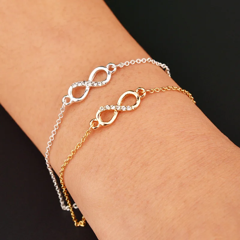 LNRRABC 1PC Hot Lucky 8 Alloy Crystal Link Chain Women Lady Girl Trendy