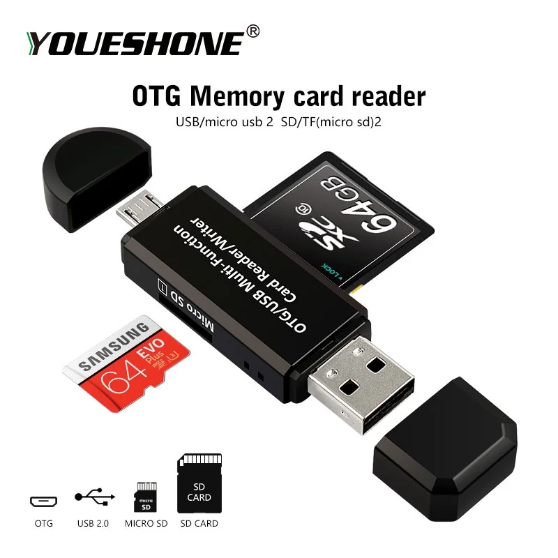 

RSExplorer OTG Card Reader Adapter High-speed USB 2.0 Flash Drive Universal OTG TF/SD Card Reader for Android phone Computer