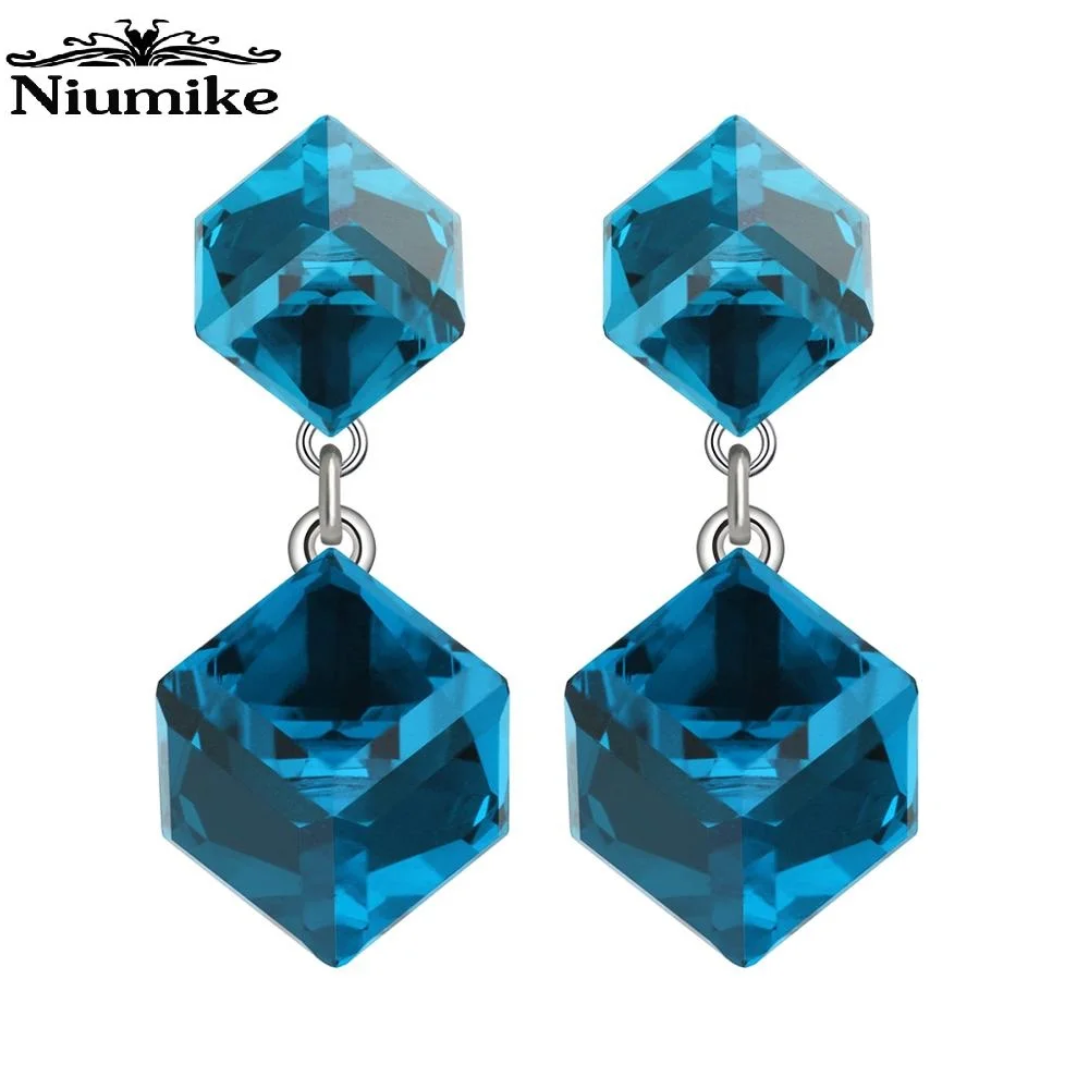 Niumike Embellished with crystals from Swarovski Stud Earrings Women Cubic Crystal Fashion Cute Dangle | Украшения и аксессуары