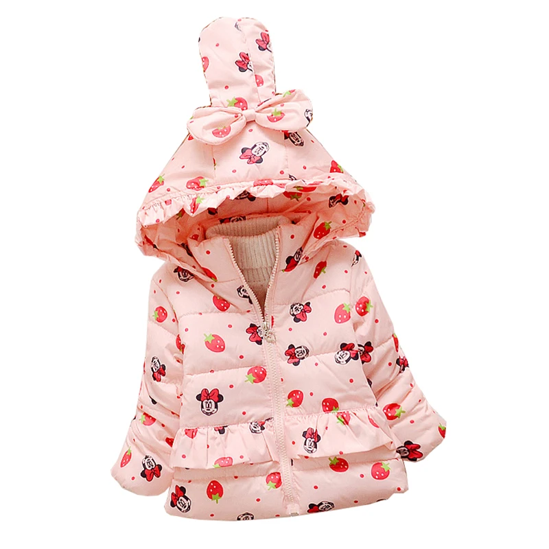 

Baby girl coats and jackets Autumn winter children clothing for kids girls Print cartoon thicken Warm coat outerwear clothes