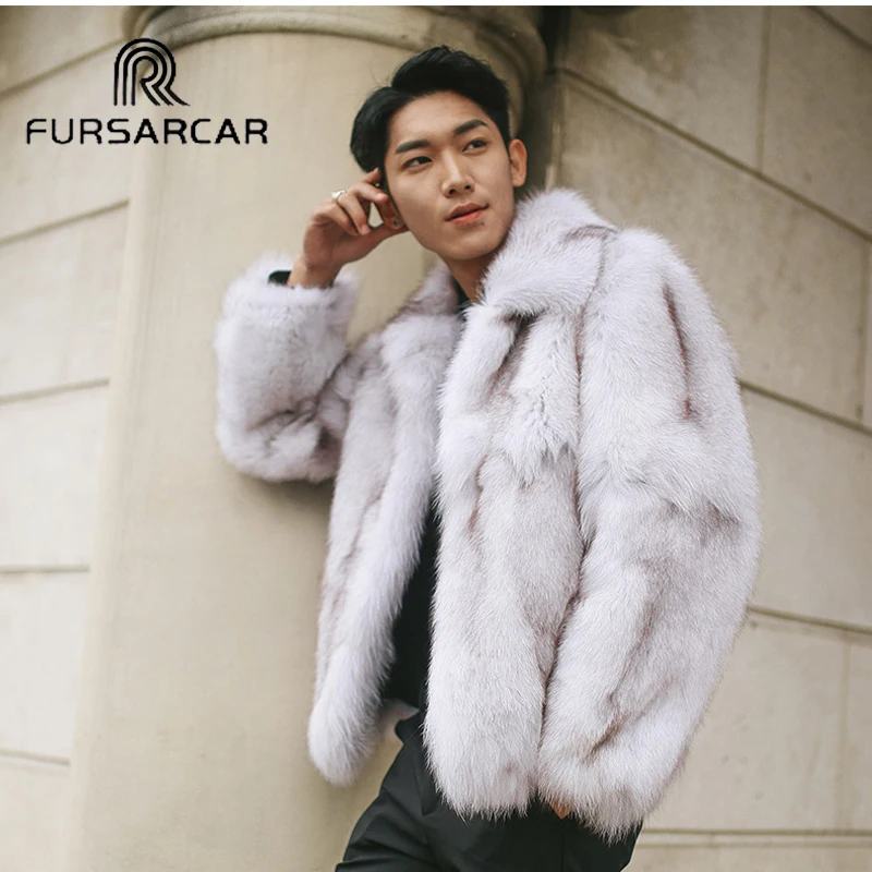 FURSARCAR Новое поступление 2018 Роскошная Шуба из натурального Лисьего меха для