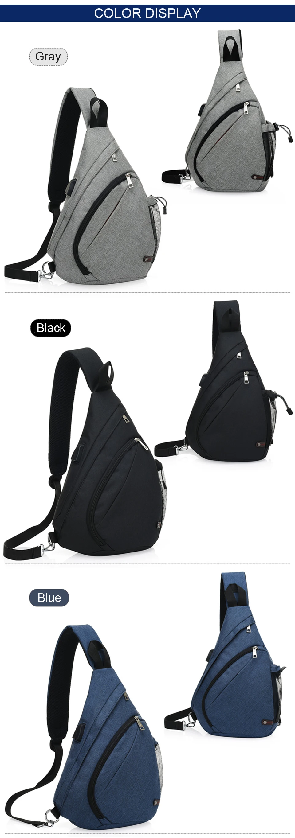 Mens Chest Bag Crossbody Shoulder Bags Women Bagpack Male Messenger Back Packs Cross Body USB Charging Business School Sac Bolsa (12)