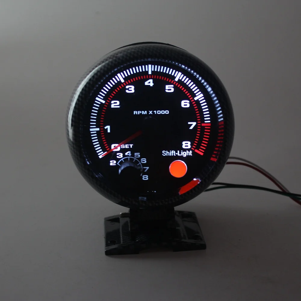 ﻿Buy 3.75inch 80mm Racing Car 0 8000 RPM Carbon Fiber Tachometer Gauge With Shift Light Mounting