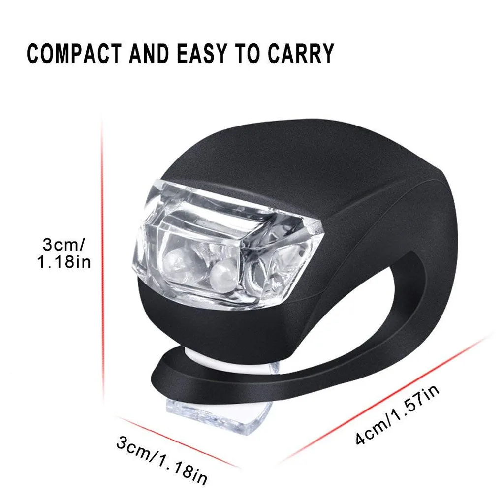 

LED Silicone Mountain Bike Bicycle Front Rear Lights Set Push Cycle Clip Light Good for kids and Adults Ultra Bright LED