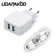 Udapakoo Одежда высшего качества 5 v 2.5a ЕС плагин для настенного Зарядное устройство адаптер и 1м микро 3,0 USB кабель для передачи данных для samsung Galaxy Note 3 N9000 s5 i9600