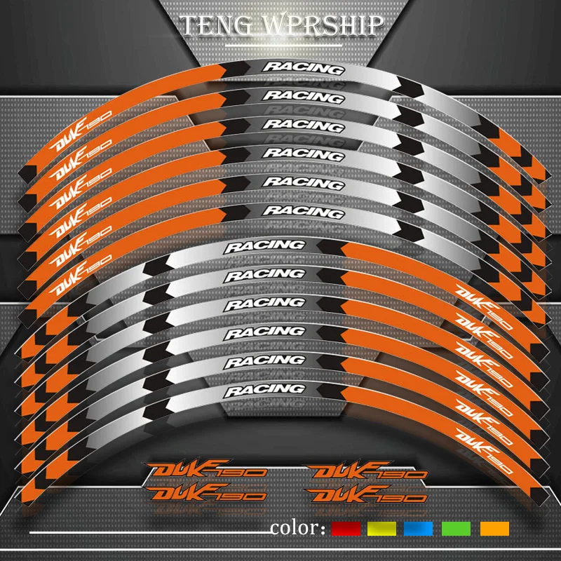 ORANGE WHITE GP STYLE CUSTOM RIM STRIPES WHEEL DECALS TAPE STICKERS KTM