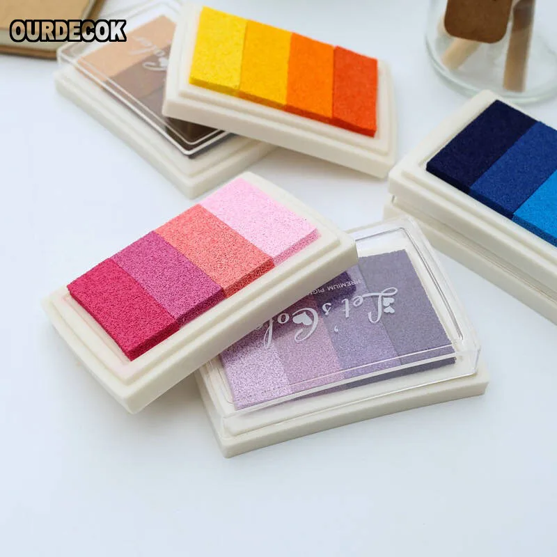 6 pcs Creative DIY Oil 24 Colors Rubber Stamps Ink Pad for Vivid Scrapbook Albums Card-making Craft Fingerprint Tree