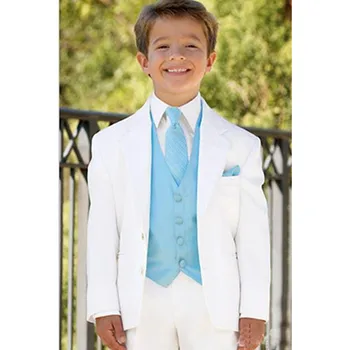 White Boys Suits for Wedding Prom Boy Suits Formal Costumes for Boys Kids Tuxedo Children's Blazer Clothes 3 (Jacket+Pants+Vest) boys england white vertical striped lapel children vest piano show catwalk blazer set boy piano wedding party costumes h464