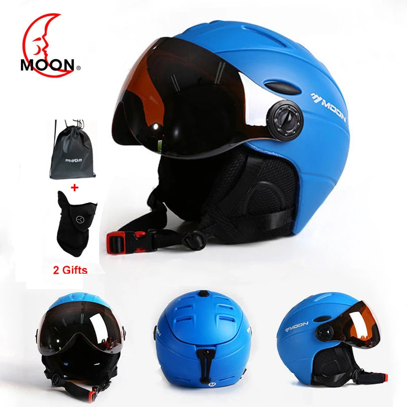 

MOON Professional Half-covered CE Snow Ski Helmet Integrally-molded Sports women Skiing Helmets cover man Snowboard with Goggles