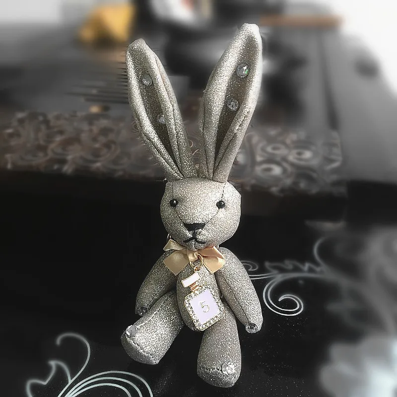 19cm long ears Stuffed Animal Bunny Rabbit Glitter Rivets, matte, diamonds, keychain plush toy