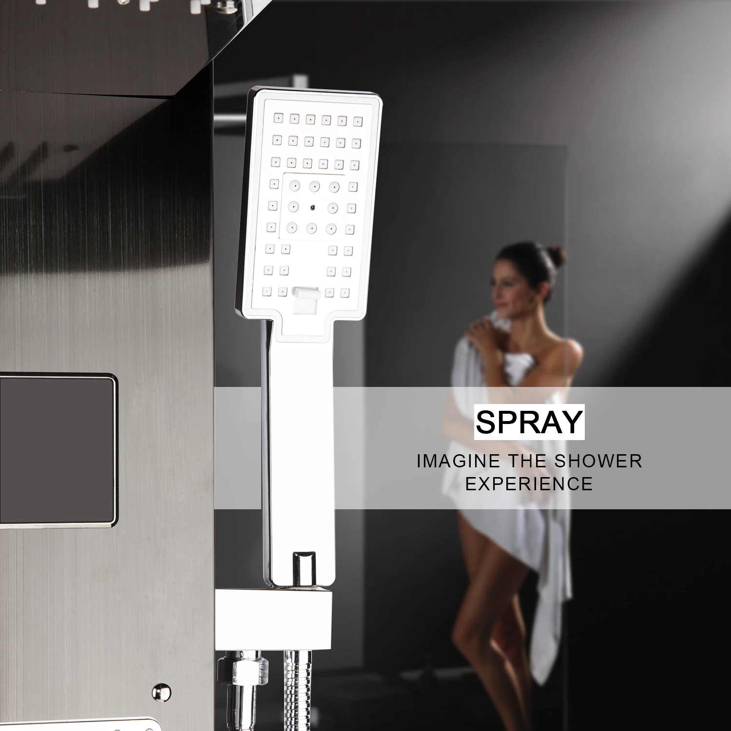 Flash Deal JIENI LED Bathroom Shower Faucet Temperature Digital Display Shower Panel Body Massage System Jets Towel Shower Column Faucet 4