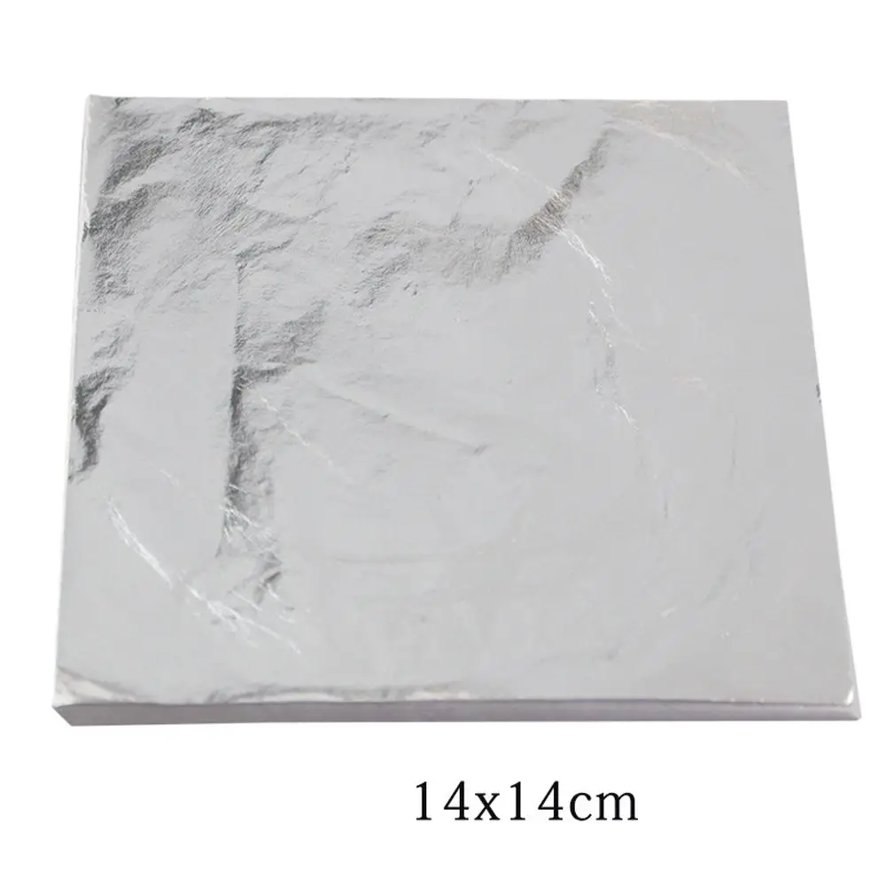 100pcs Art Gilding Craft Foil Paper Gold Leaf Aluminum Pad Party Decor 14*14cm