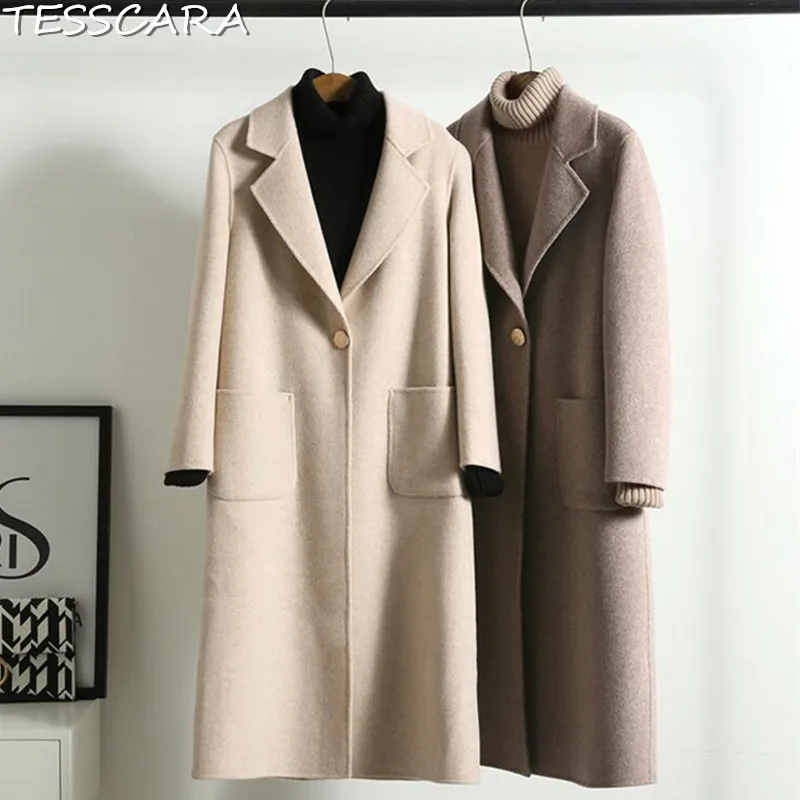 TESSCARA Women Autumn Winter Casual Cashmere Jacket Coat