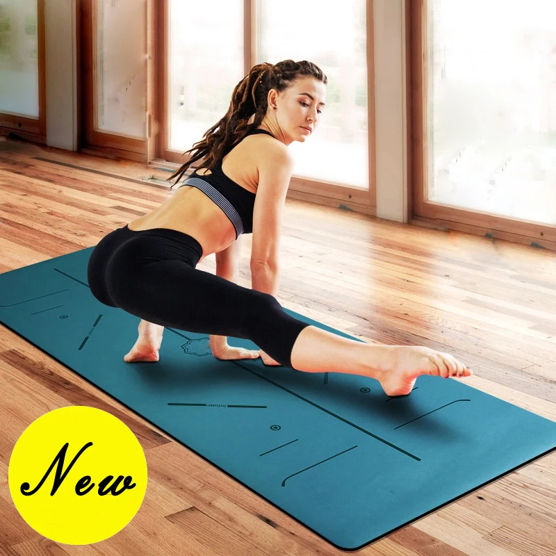 Natural Rubber Body Position Line Yoga Mat Lengthening Widened Non