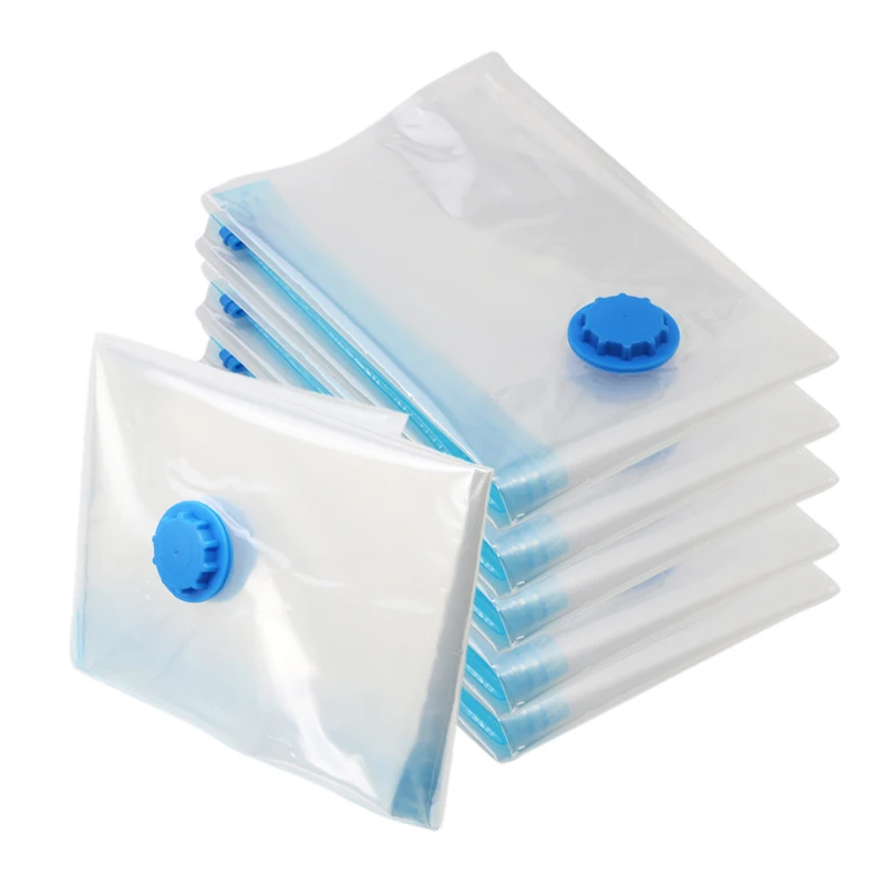 Vacuum Bag for Clothes Storage Bag With Valve Transparent Border Folding Compressed Organizer Travel Space Saving Seal Packet