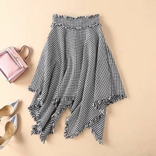 Высокое качество Новая мода стильная юбка женская Хаундстут твидовая Асимметричная юбка