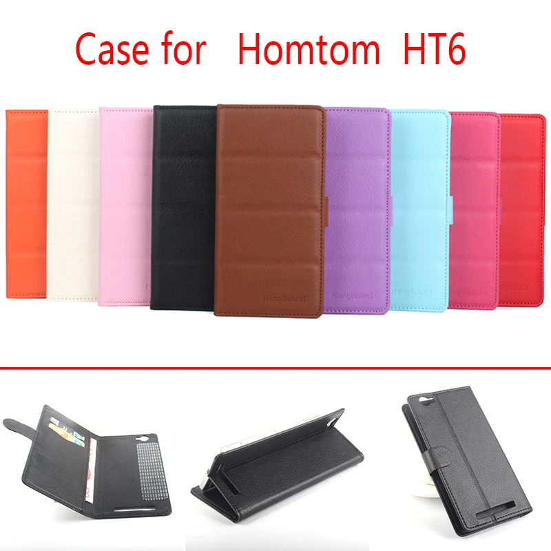 

For Homtom HT6 Phone Case Folio Flip Lichee Pattern PU Leather Wallet Case Cover Cash/Card Slots