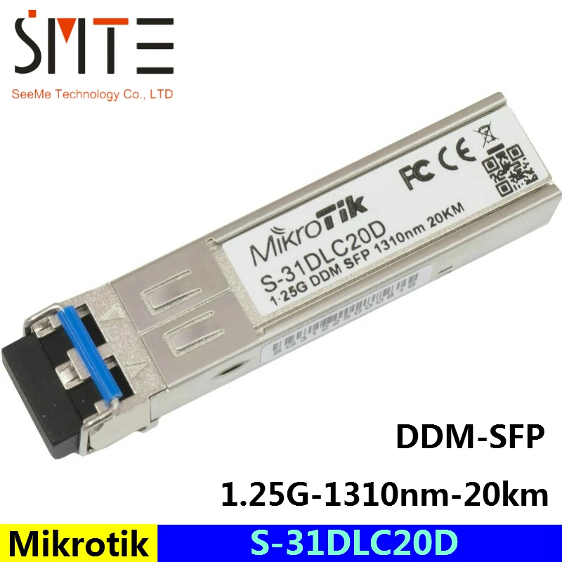 

Mikrotik S-31DLC20D 1.25G-1310nm-20km-DDM-SFP fiber optical transceiver