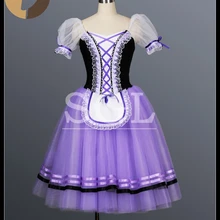 Фиолетовый Цвет Длинные giselle платье для Балетные костюмы Производительность и конкурса Романтический пачка танца этап одежда at1073