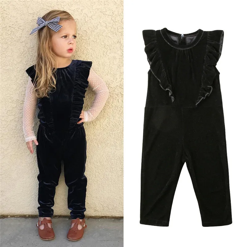 2018 Brand New Infant Toddler Child Kids Baby Girls Velvet Overalls Princess Casual Sleeveless