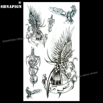 

SHNAPIGN Army Hawk Sword Emblem Temporary Tattoo Body Art Arm Flash Tattoo Stickers 17*10cm Waterproof Fake Henna Painless
