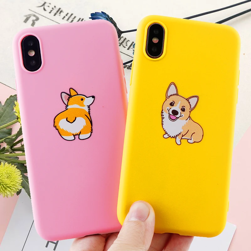 

Funny Phone Cases for IPhone X XS MAX XR 8 7 6 s Plus Fashion Case Corgi Soft Silicone Fitted Mobile Phone Covers Accessories