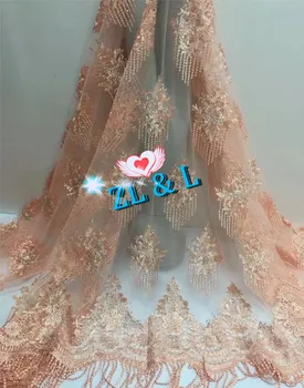 

5 yard line embroidered rhinestone classic flower position Africa Nigeria lace 60301 French net gauze suitable for wedding dress